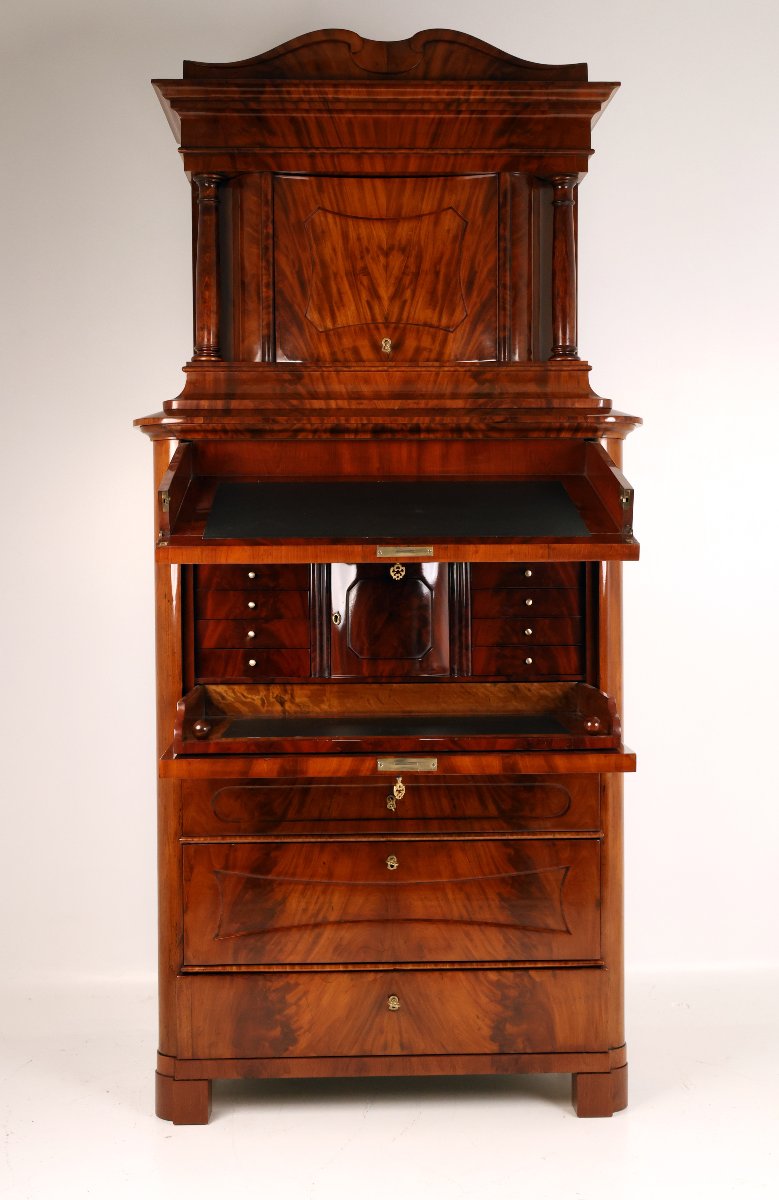 Secrétaire à abattant Biedermeier en acajou, début du XIXᵉ siècle-photo-8
