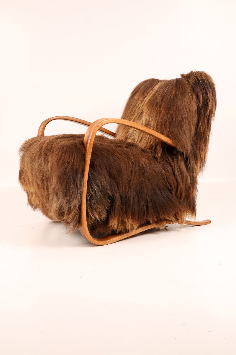 H-269 Armchair By Jindřich Halabala, Circa The 1930s, Made Of Icelandic Sheep's Wool-photo-3