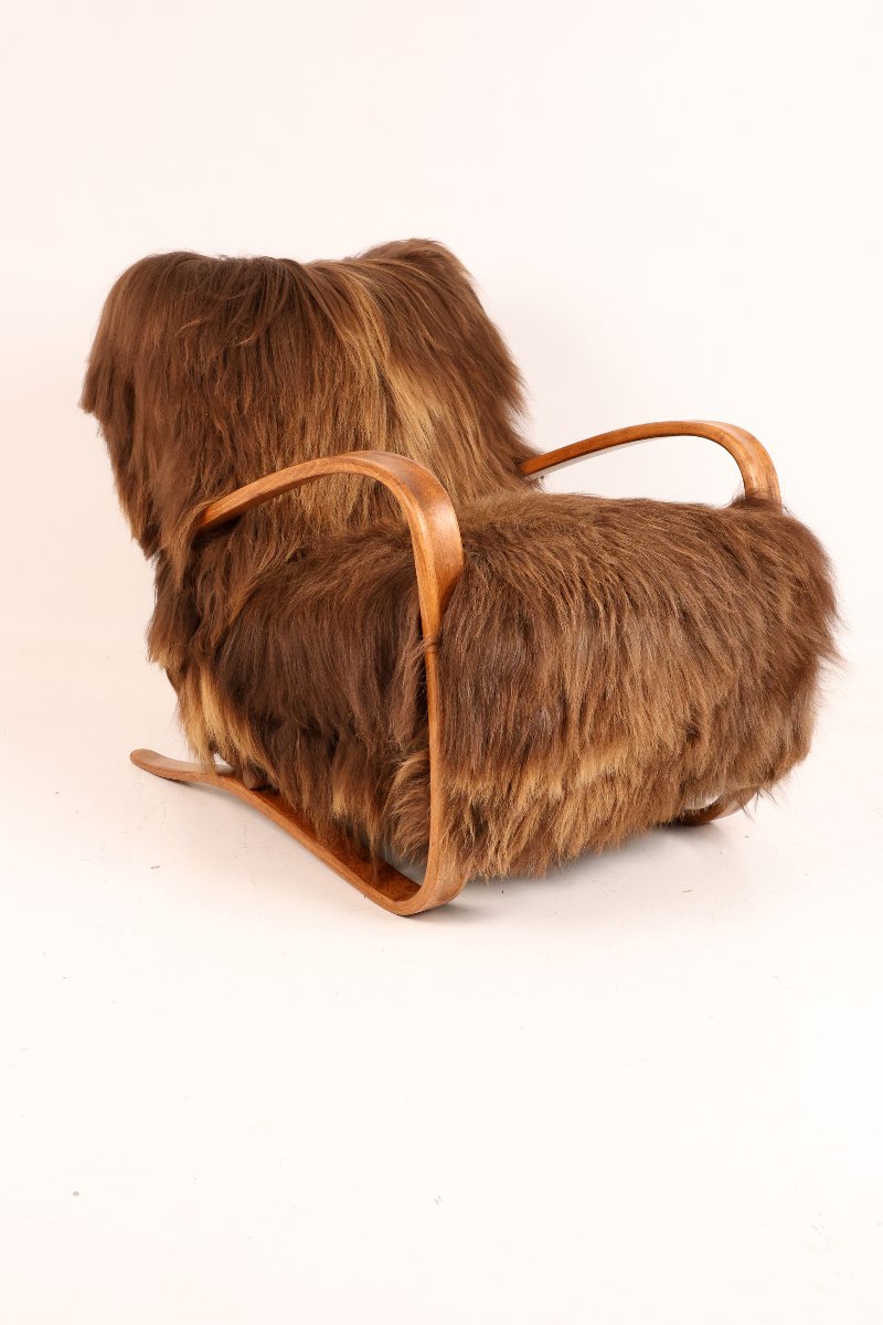H-269 Armchair By Jindřich Halabala, Circa The 1930s, Made Of Icelandic Sheep's Wool-photo-2