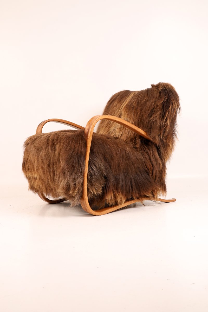 H-269 Armchair By Jindřich Halabala, Circa The 1930s, Made Of Icelandic Sheep's Wool-photo-3