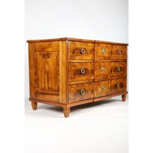 Louis XVI-period Walnut Chest Of Drawers With Marquetry, Central Europe, Circa 1800