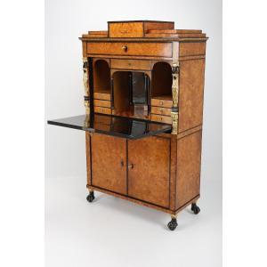 A Viennese Secretary Desk From The Early 19th Century; Birch Burl Veneer