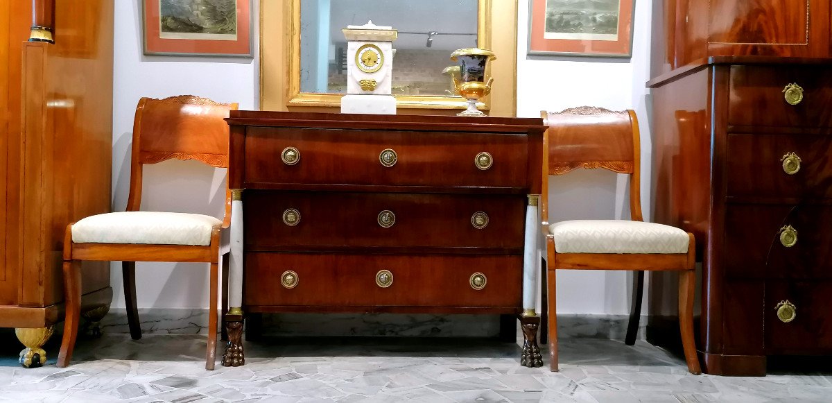Early 19th Century Empire / Biedermeier Chest Of Drawers With A Secretaire!!!-photo-2