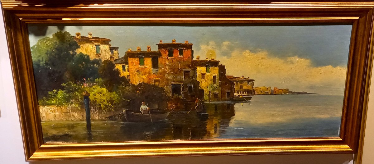 Une Vue Pittoresque De Venise Rudolf Weber, Fin 19&egrave;me Si&egrave;cle