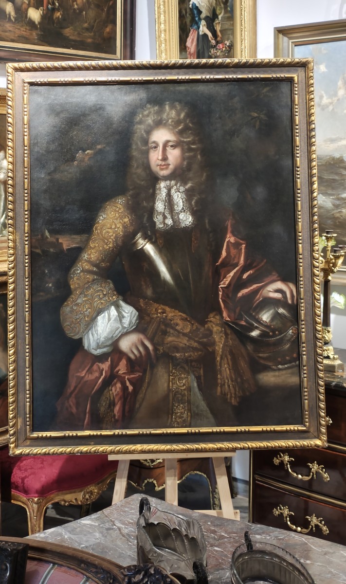 Portrait Of A Gentleman In Armor By Willem Wissing (1656-1687), 17th Century-photo-4