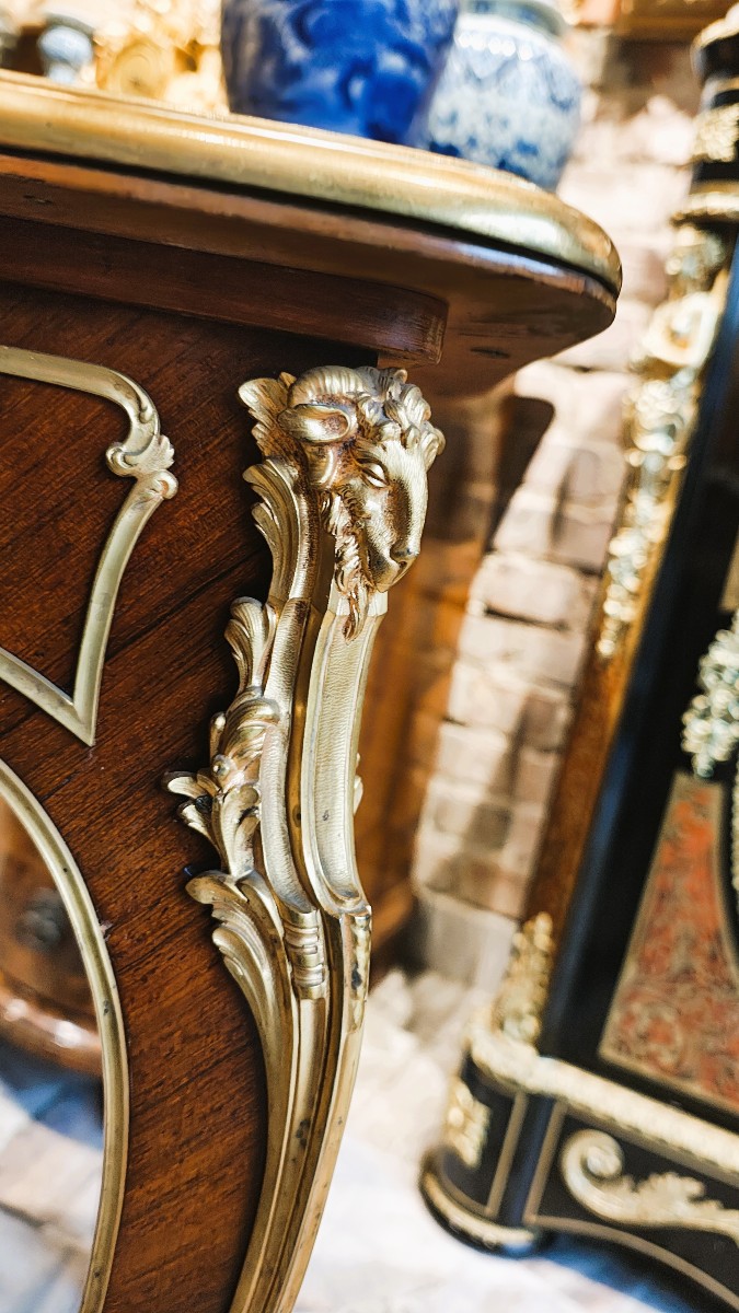 Table d'appoint néo-rococo dans le style de François Linke, fin XIXe siècle, à plateau rectangu-photo-3