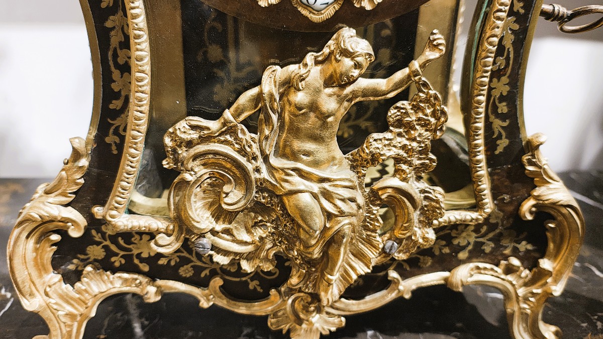 Pendule de console Boulle du XVIIIe siècle, Pierre Philippe Barat, vers 1740, époque Louis XV-photo-3