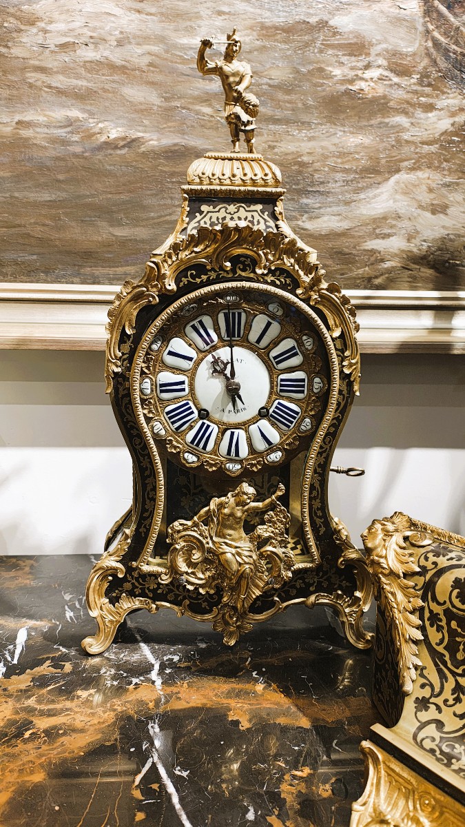 Proantic: 18th-century Boulle Console Clock, Pierre Philippe Barat, Ci