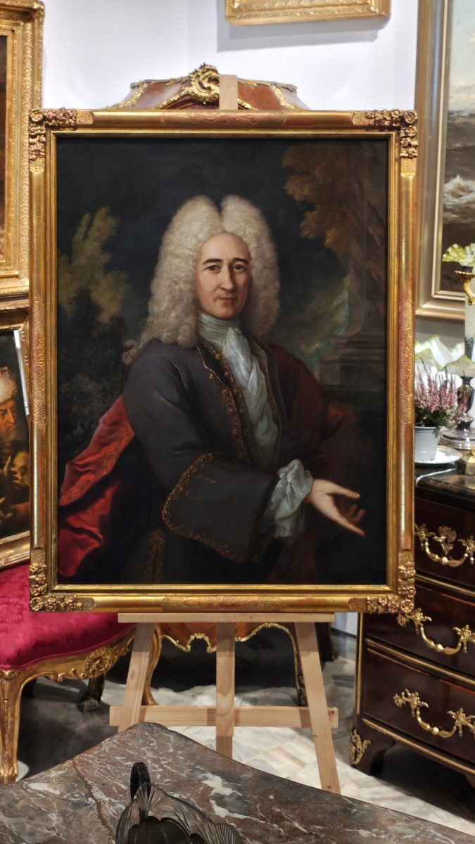 Portrait Of A Man In A Scarlet Shawl By Nicolas De Largillierre, 17th/18th Century-photo-2