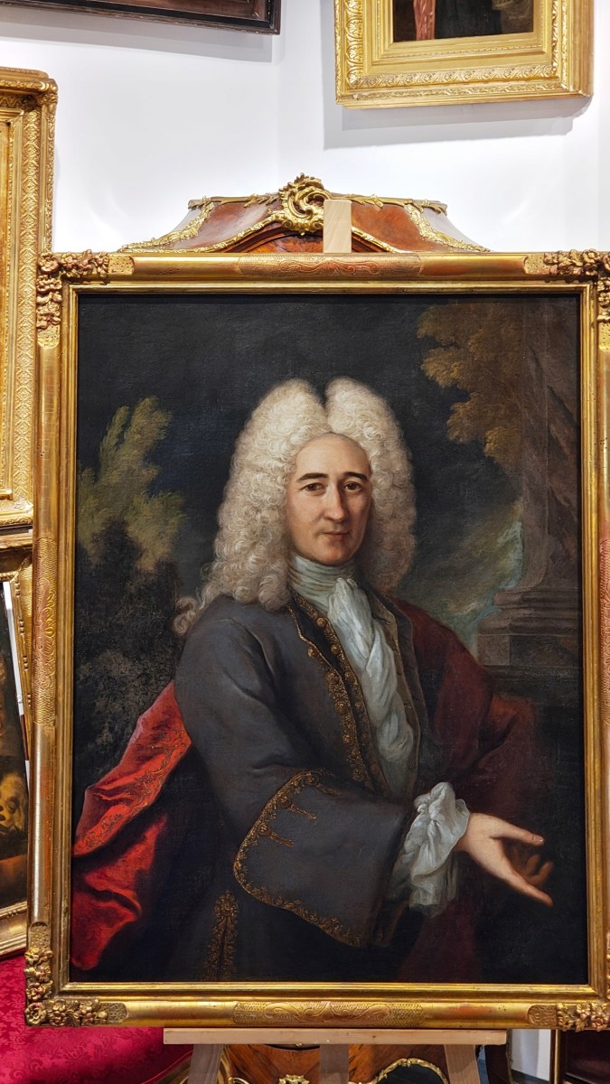 Portrait Of A Man In A Scarlet Shawl By Nicolas De Largillierre, 17th/18th Century-photo-3