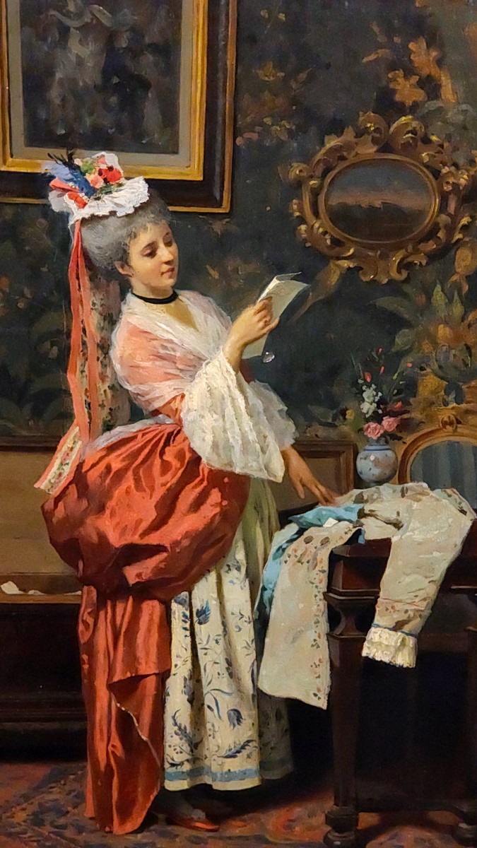 Young Girl In The Dressing Room By Paolo Mei, 1872, 19th Century-photo-1