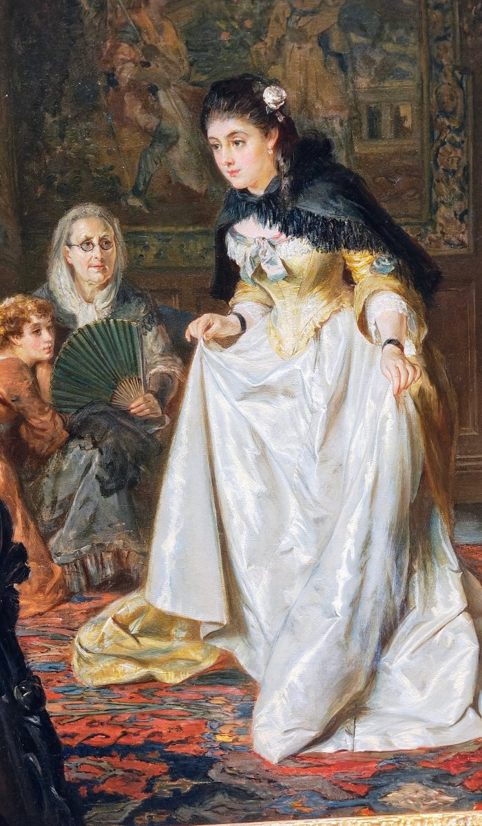 Frederick Morgan ? Jeune fille du XIXe siècle dans un salon, troublante-photo-2