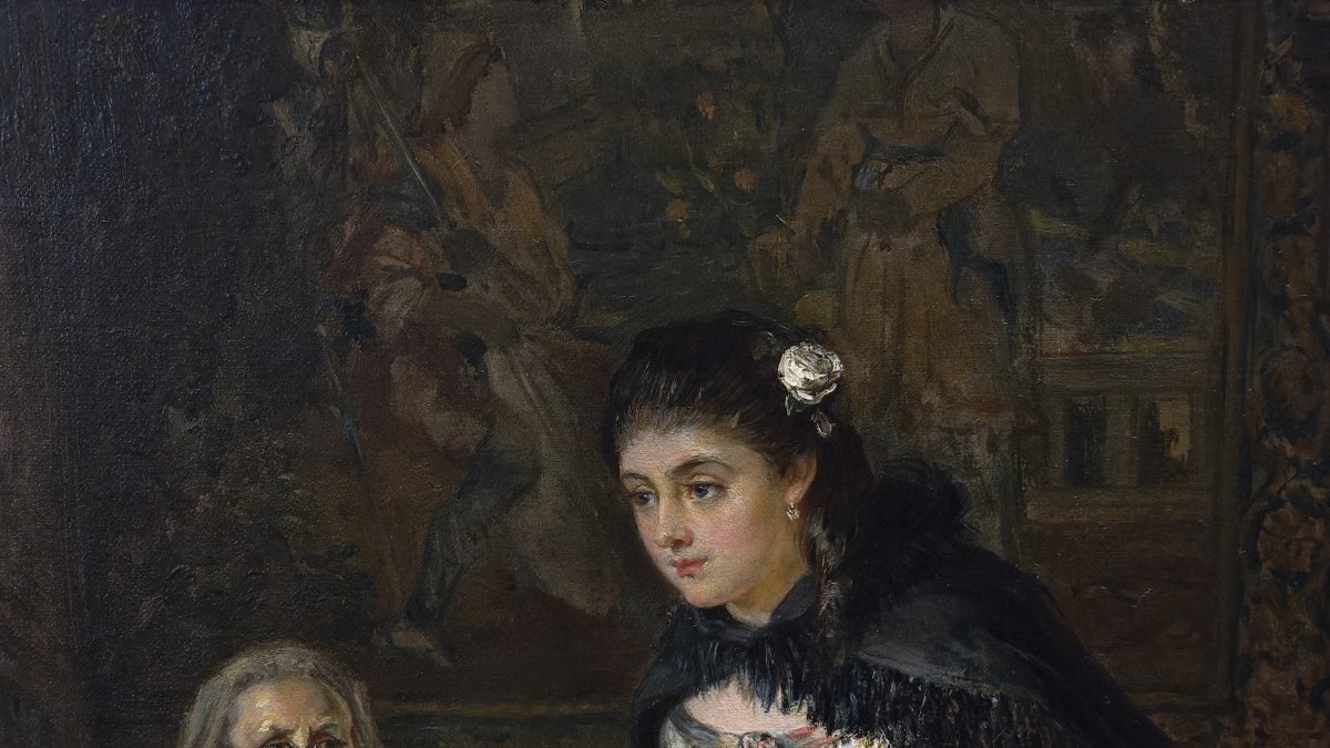 Frederick Morgan ? Jeune fille du XIXe siècle dans un salon, troublante-photo-4