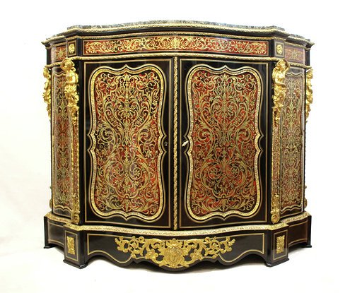 Boulle Cabinet From The Nineteenth Century Napoleon III, Genuine Tortoise Armor - Tortie !!! Première Moitié Du XIXe Siècle