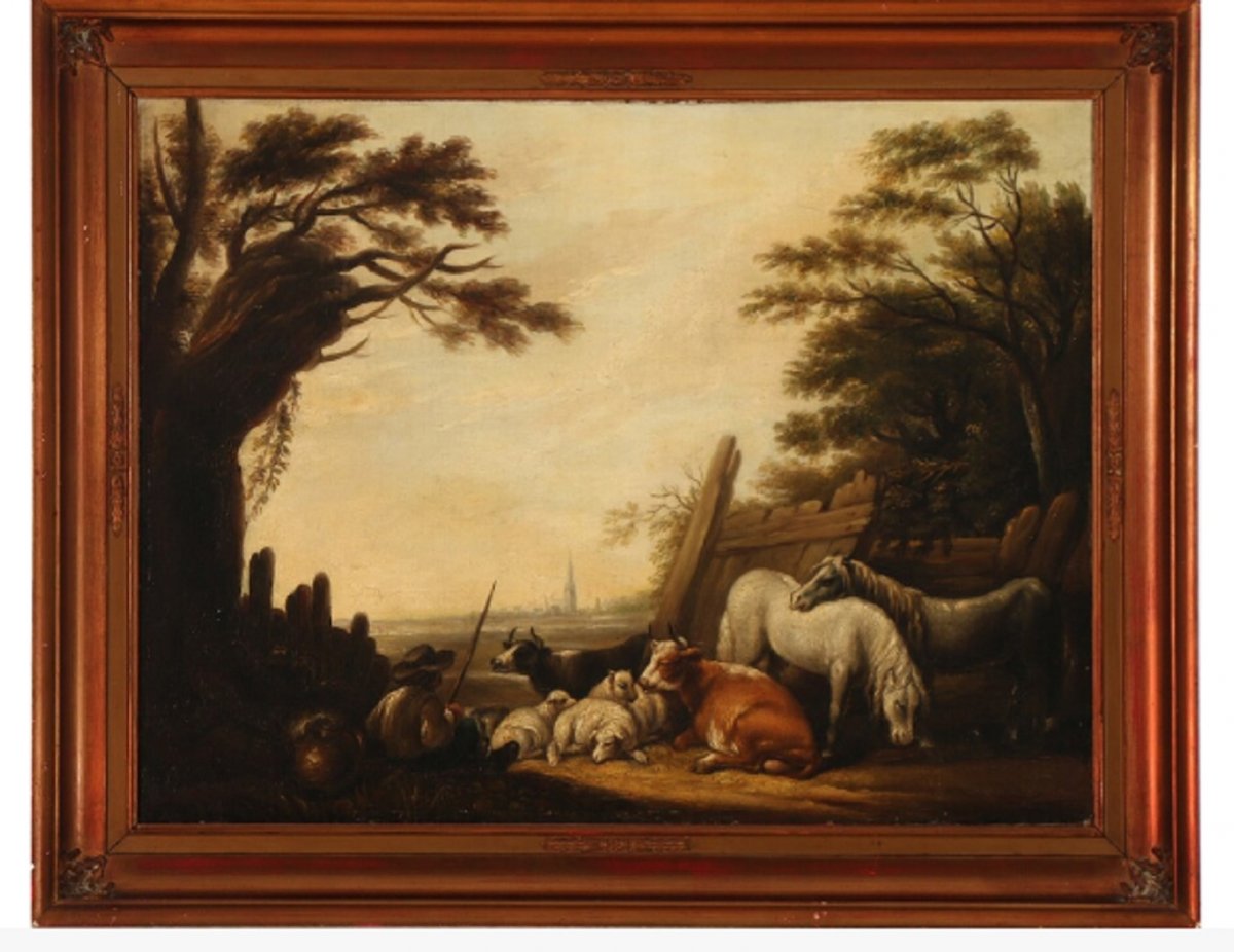 Dutch Painter Of The Eighteenth Century: Shepherd Keeping Animals