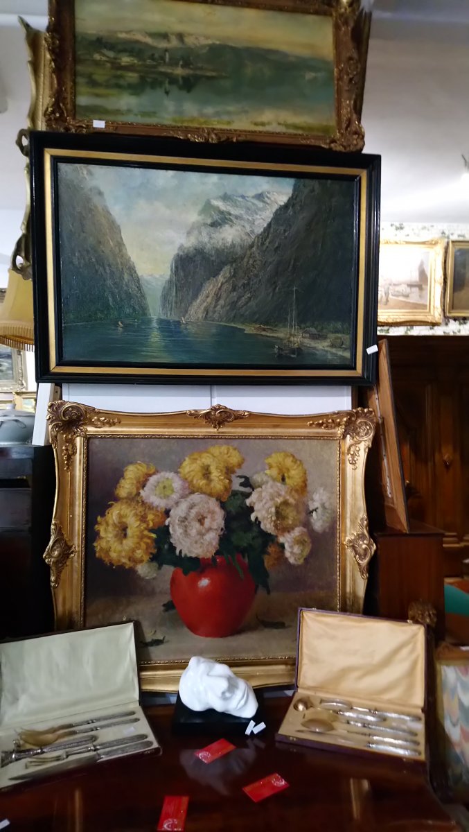 Beautiful View Of The Fjord, Signed By V. Hoffmann-photo-4