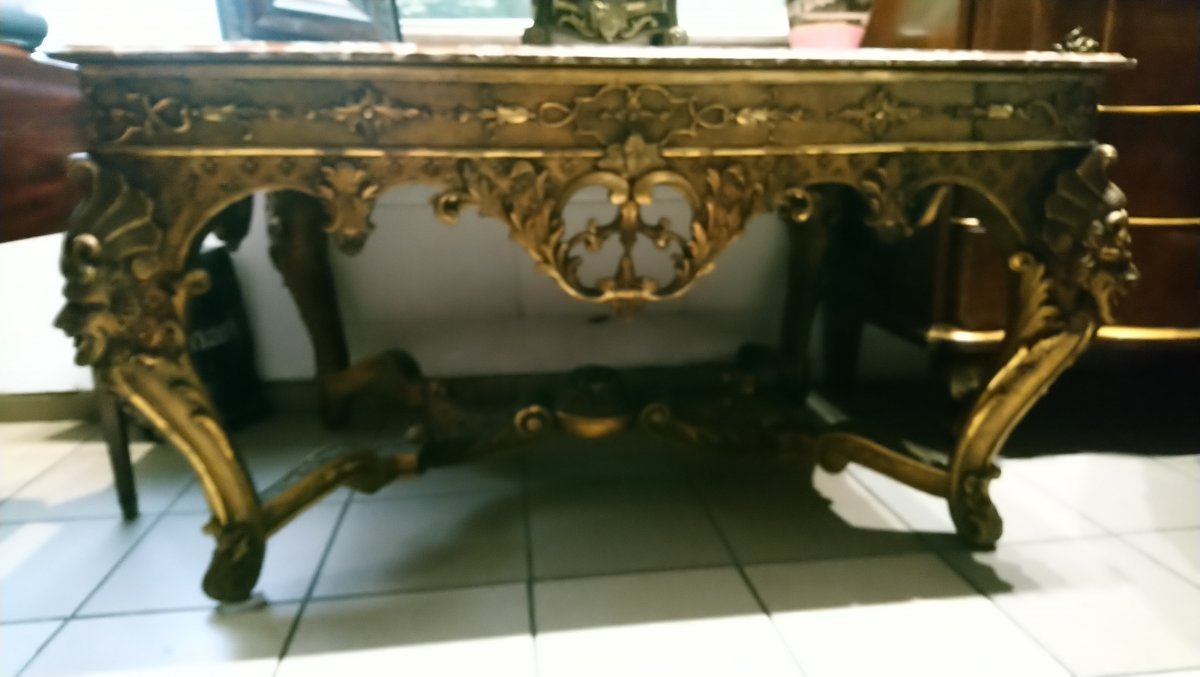 Console Table In Golden Wood Regency Period Around 1720/40-photo-3