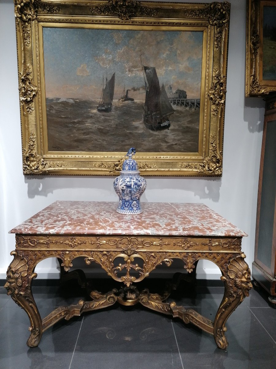 Console Table In Golden Wood Regency Period Around 1720/40-photo-7