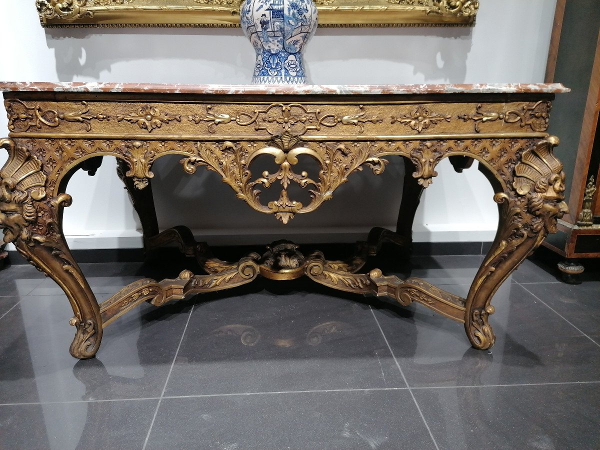Console Table In Golden Wood Regency Period Around 1720/40-photo-8