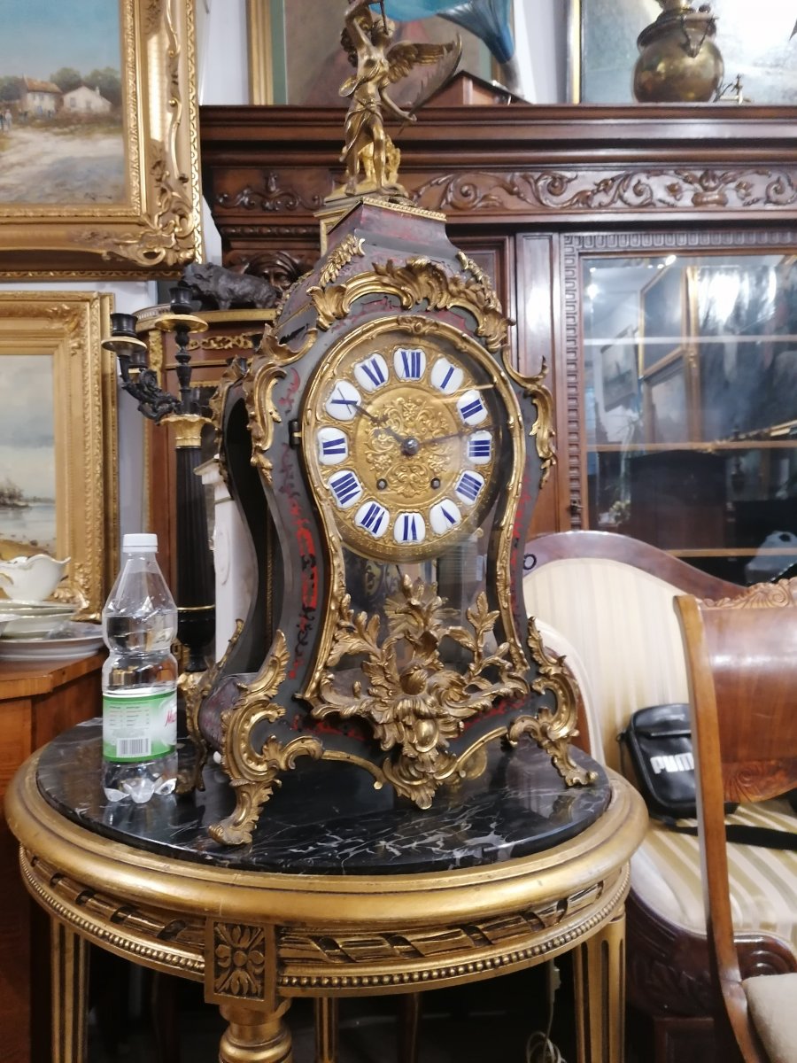 Boulle Type Pendulum, With Console, Nineteenth Century, 101 Cm-photo-2