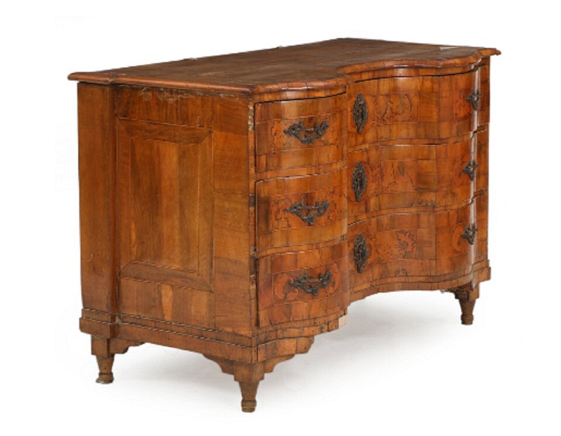 Large Chest Of Drawers With Marquetry In The Views Of The Chateau At The Start Of The 18th Cent-photo-2
