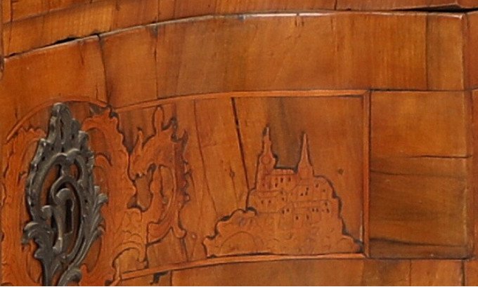 Large Chest Of Drawers With Marquetry In The Views Of The Chateau At The Start Of The 18th Cent-photo-6