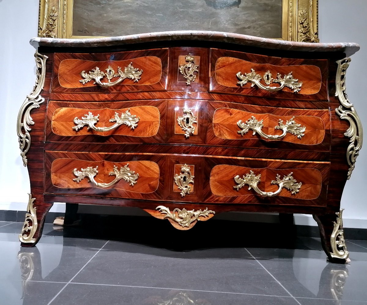 Beautiful Sauteuse Commode Louis XV Signature Charles Chevallier (1700 -1771)-photo-3