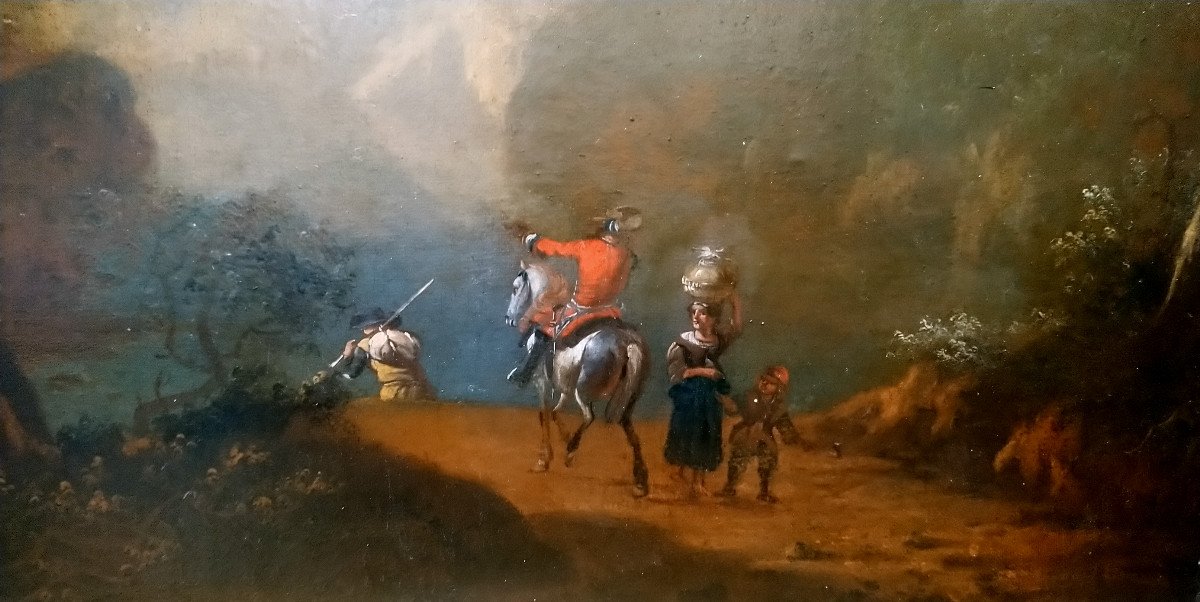 Landscape With Travelers, 17th / 18th Century-photo-3