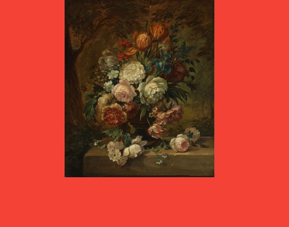 Un Beau Bouquet De Fleurs Dans Un Décor De Jardin, Tournant Du 18ème / 19ème Siècle-photo-3