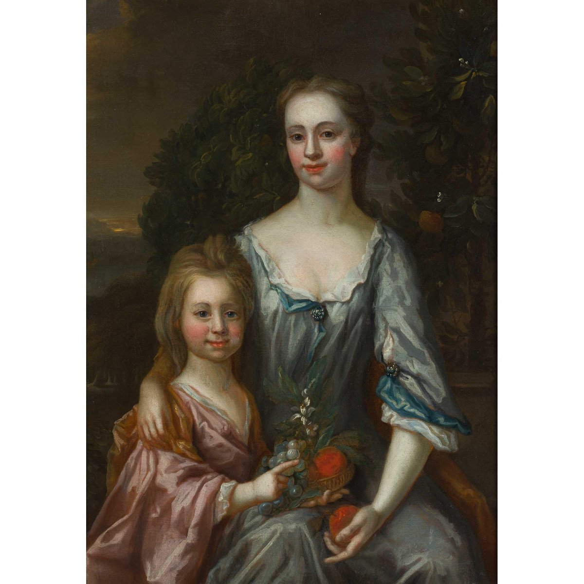 Portrait Of A Young Woman With A Girl 17th Century, Painting