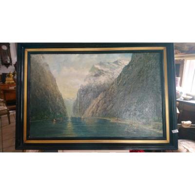 Beautiful View Of The Fjord, Signed By V. Hoffmann