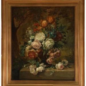 A Beautiful Bouquet Of Flowers In A Garden Decor, Turning From The 18th / 19th Century