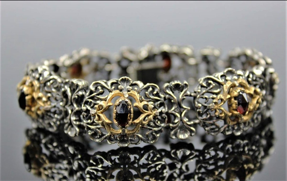 Bracelet et Bague en Argent et Grenat-photo-1