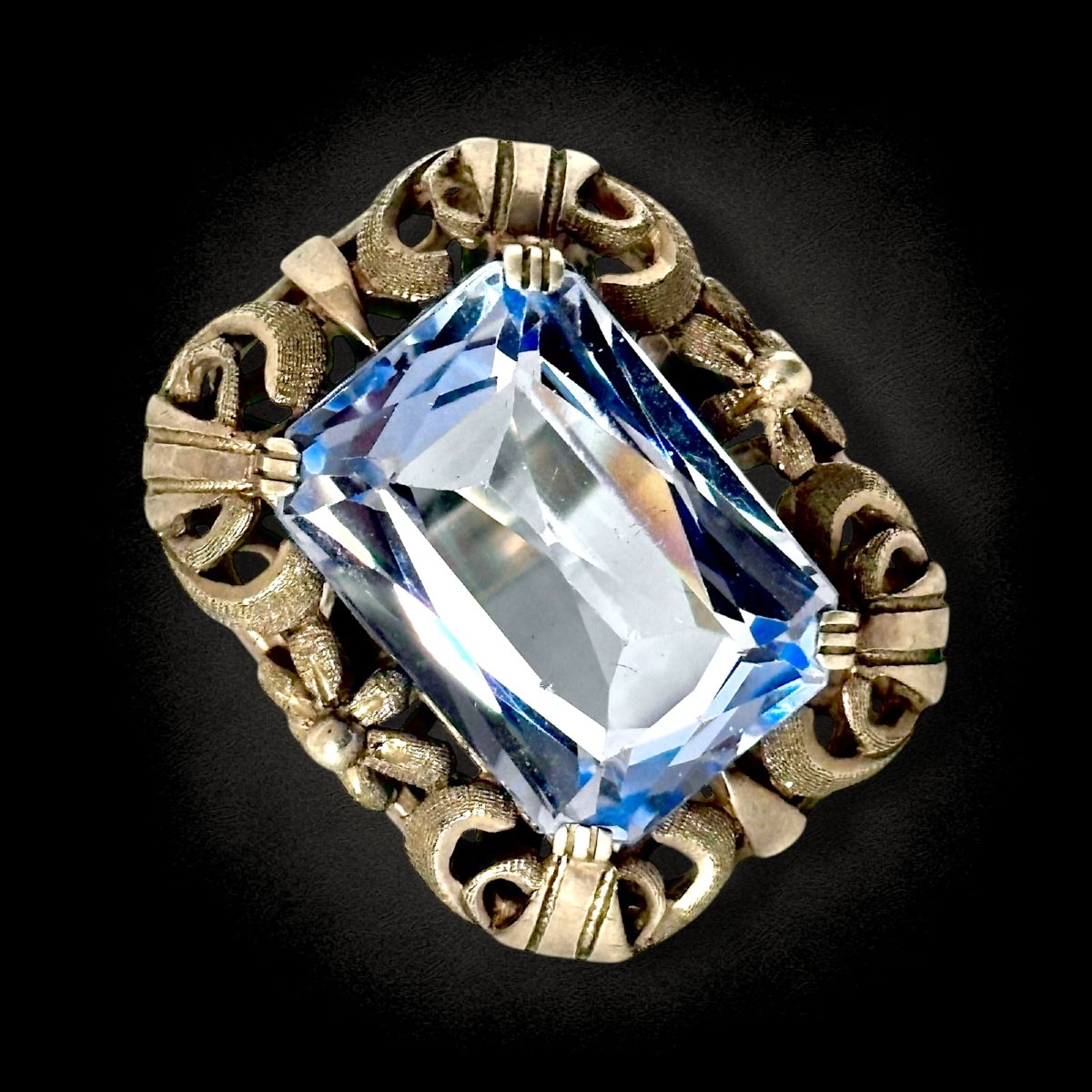 Pre-war Pendant And Ring With Blue Topaz-photo-2