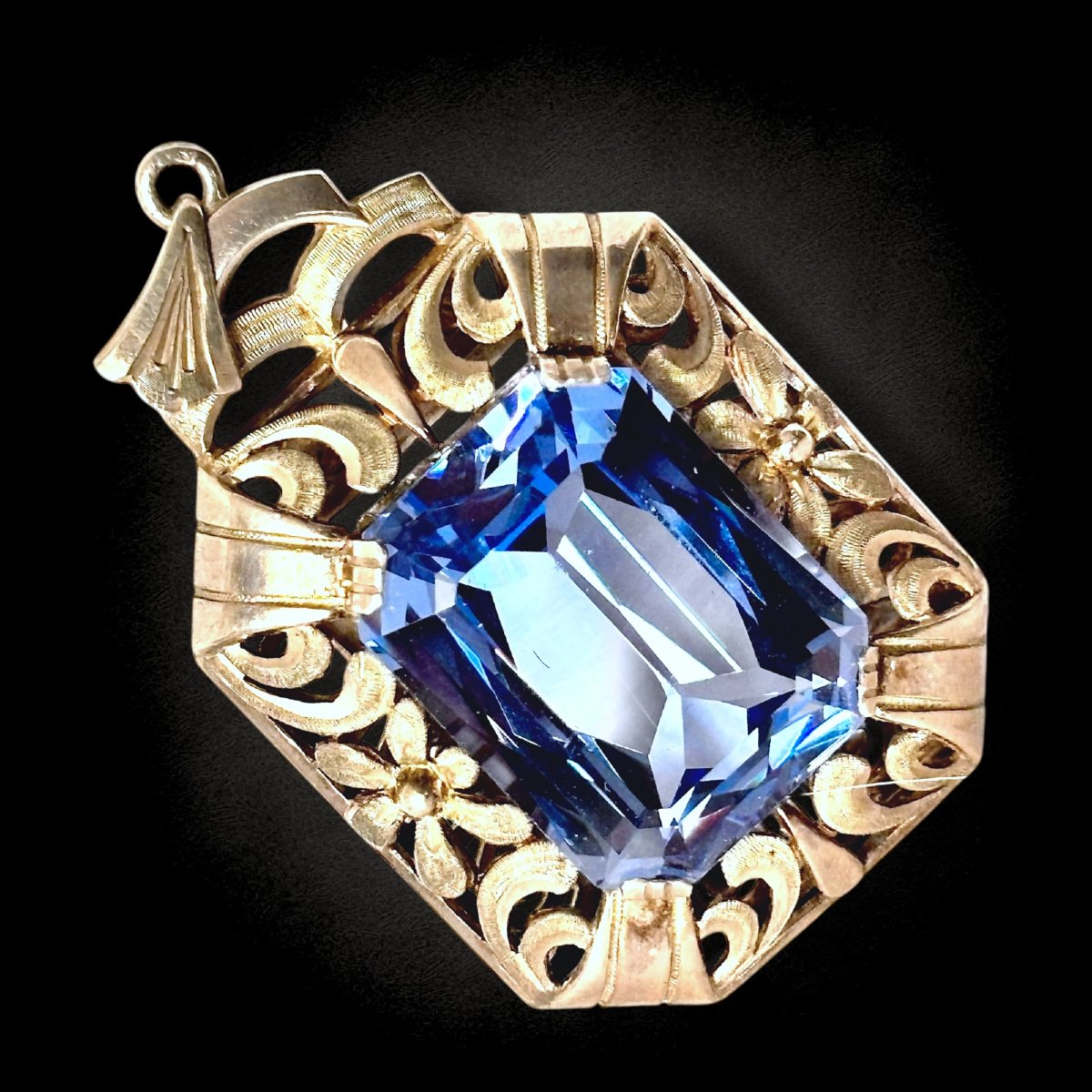 Pre-war Pendant And Ring With Blue Topaz-photo-4