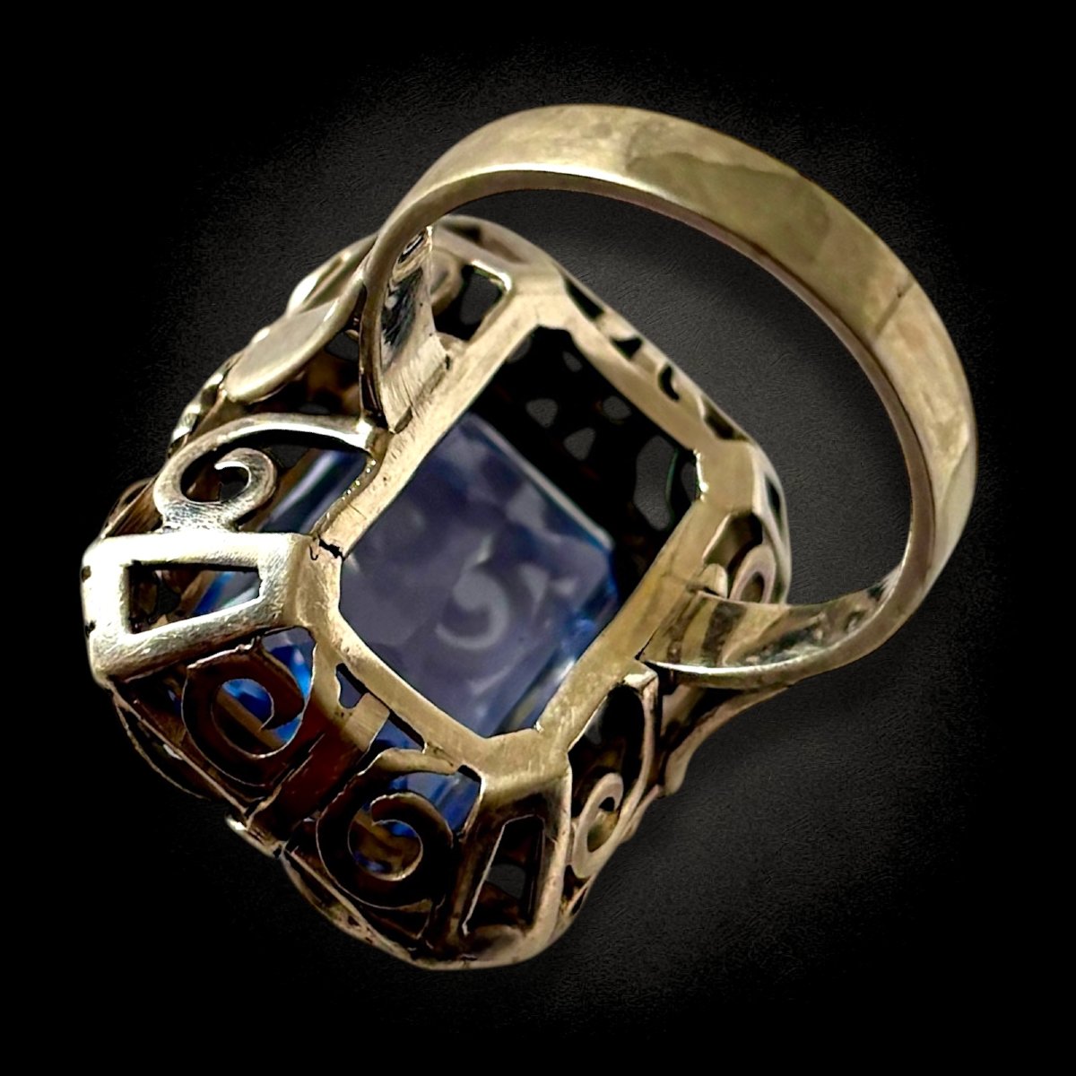 Pre-war Pendant And Ring With Blue Topaz-photo-1