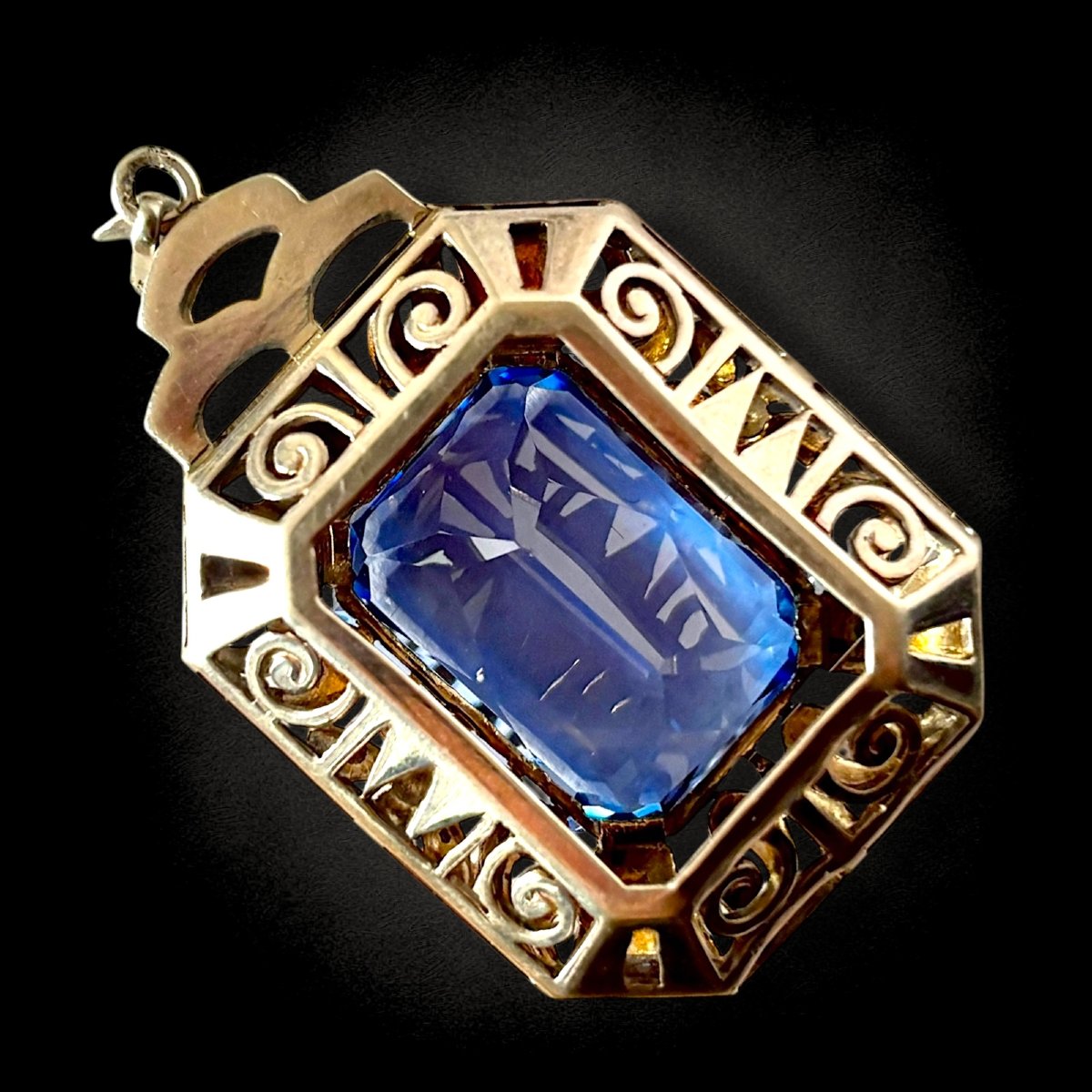 Pre-war Pendant And Ring With Blue Topaz-photo-2