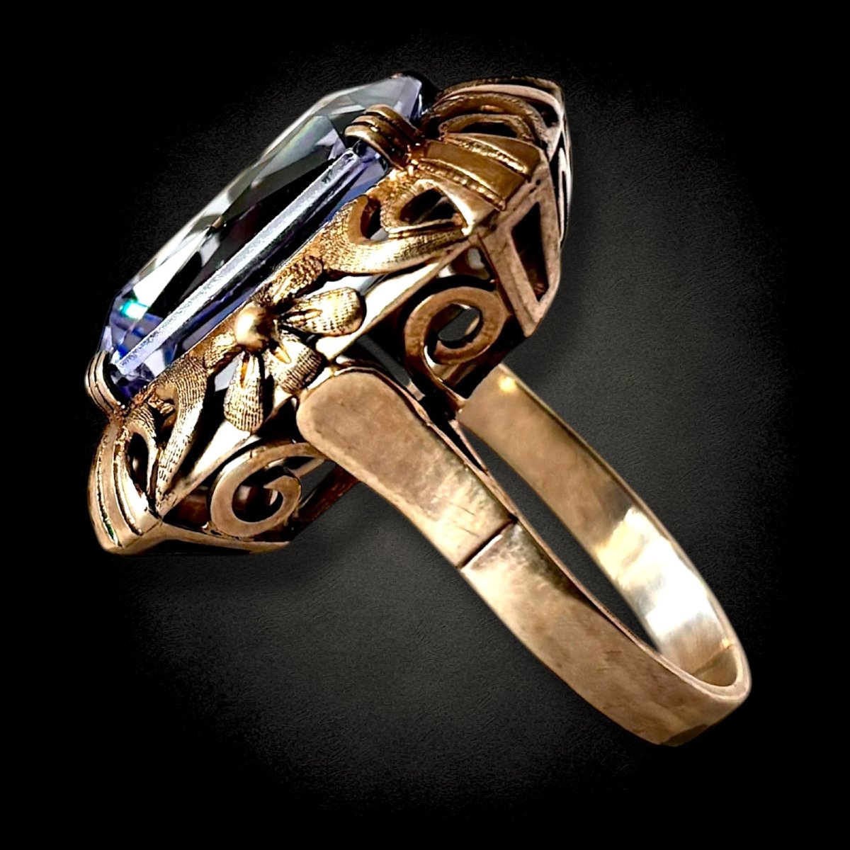 Pre-war Pendant And Ring With Blue Topaz-photo-3