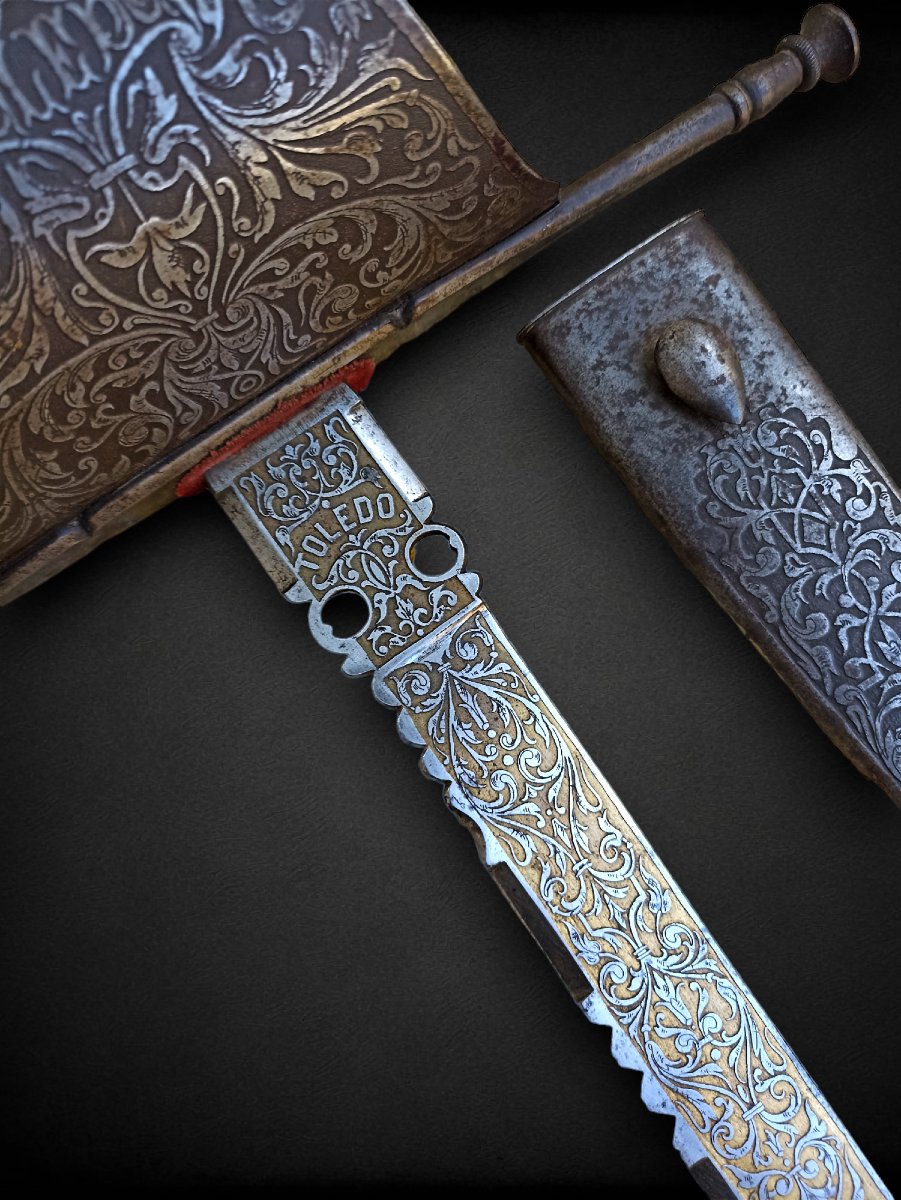 Dague Main Gauche Espagnole de Tolède du XIXe siècle-photo-4