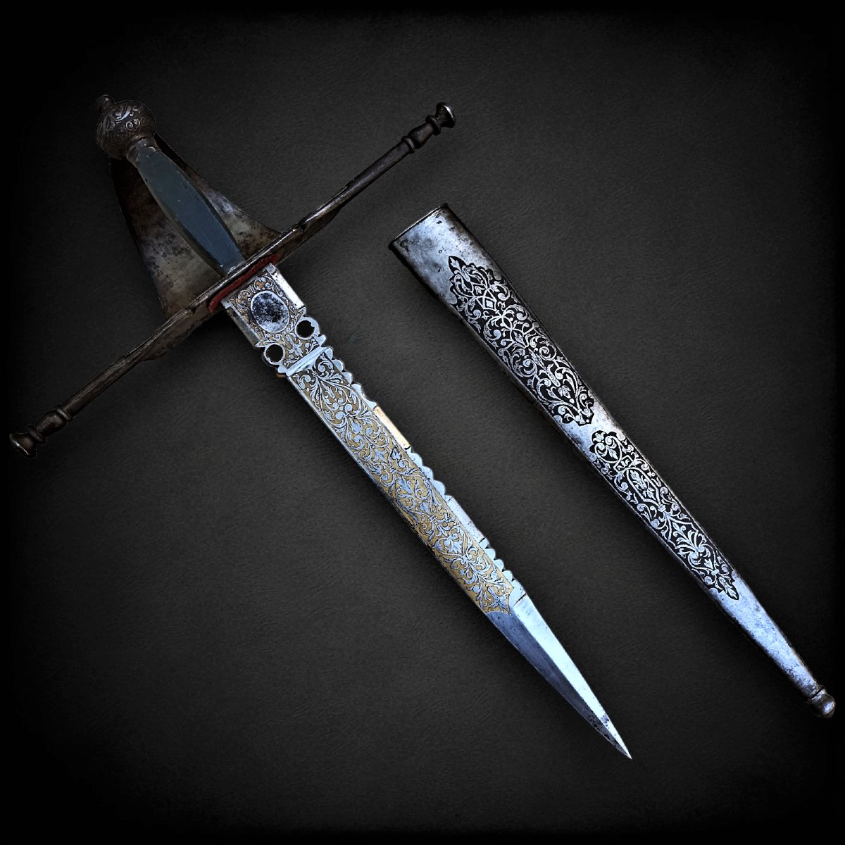 Dague Main Gauche Espagnole de Tolède du XIXe siècle-photo-4