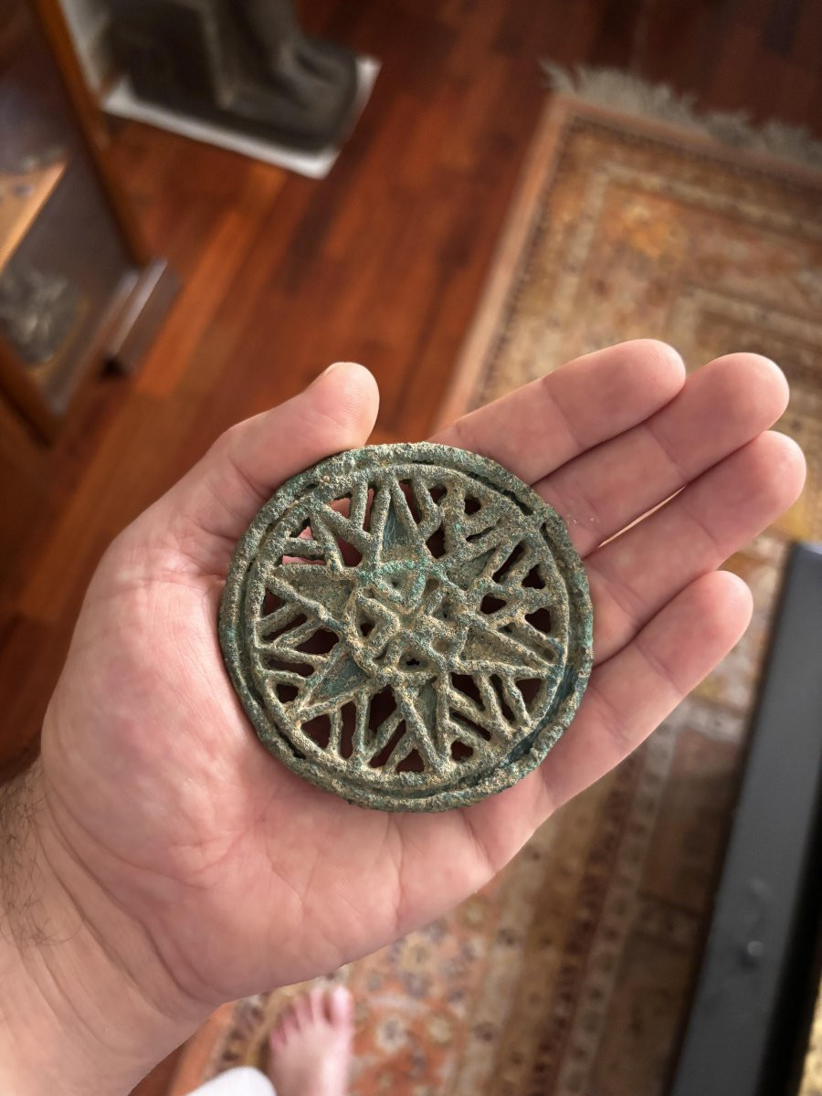 Sceau-cachet géométrique bactrien antique en bronze, IIIe millénaire avant J.-C.-photo-2