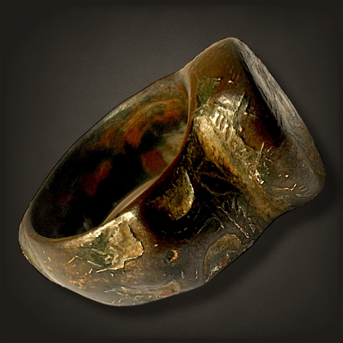 Bague Islamique en Bronze du XIIIe-XIVe siècle -photo-3