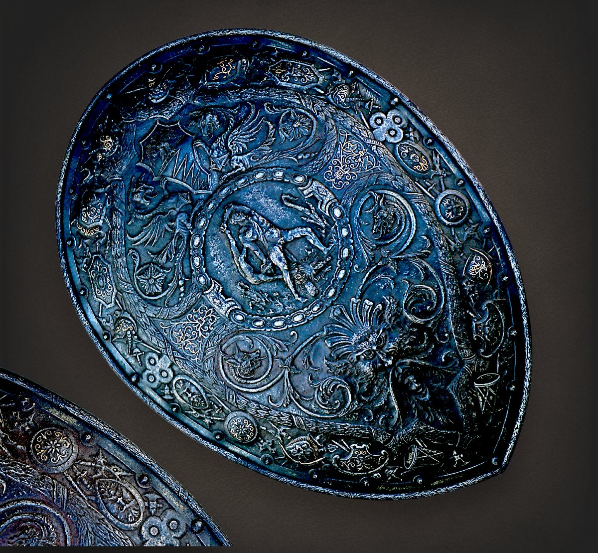 Italian Ceremonial Shield With Relief Decorations, 17th–18th Century