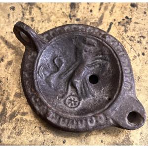 Roman Terracotta Oil Lamp Depicting A Gladiator Or Chariot