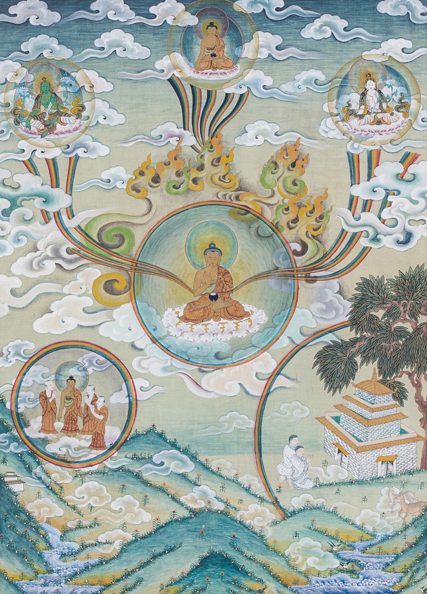 Un thangka tibétain 'Sarvavid Vairocana'