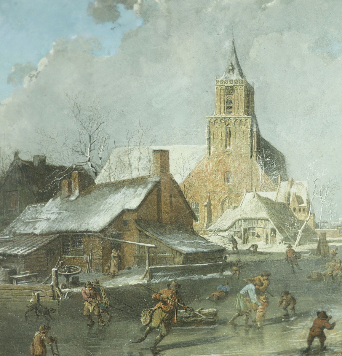 Hendrik Meyer (1744-1793) Plaisirs sur glace avec paysage-photo-4