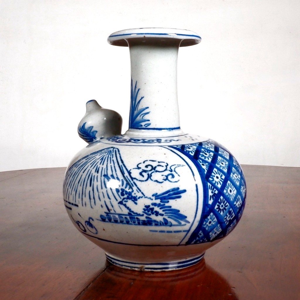 A Japanese Blue And White Arita Ceramic Kendi, Edo Period.-photo-2