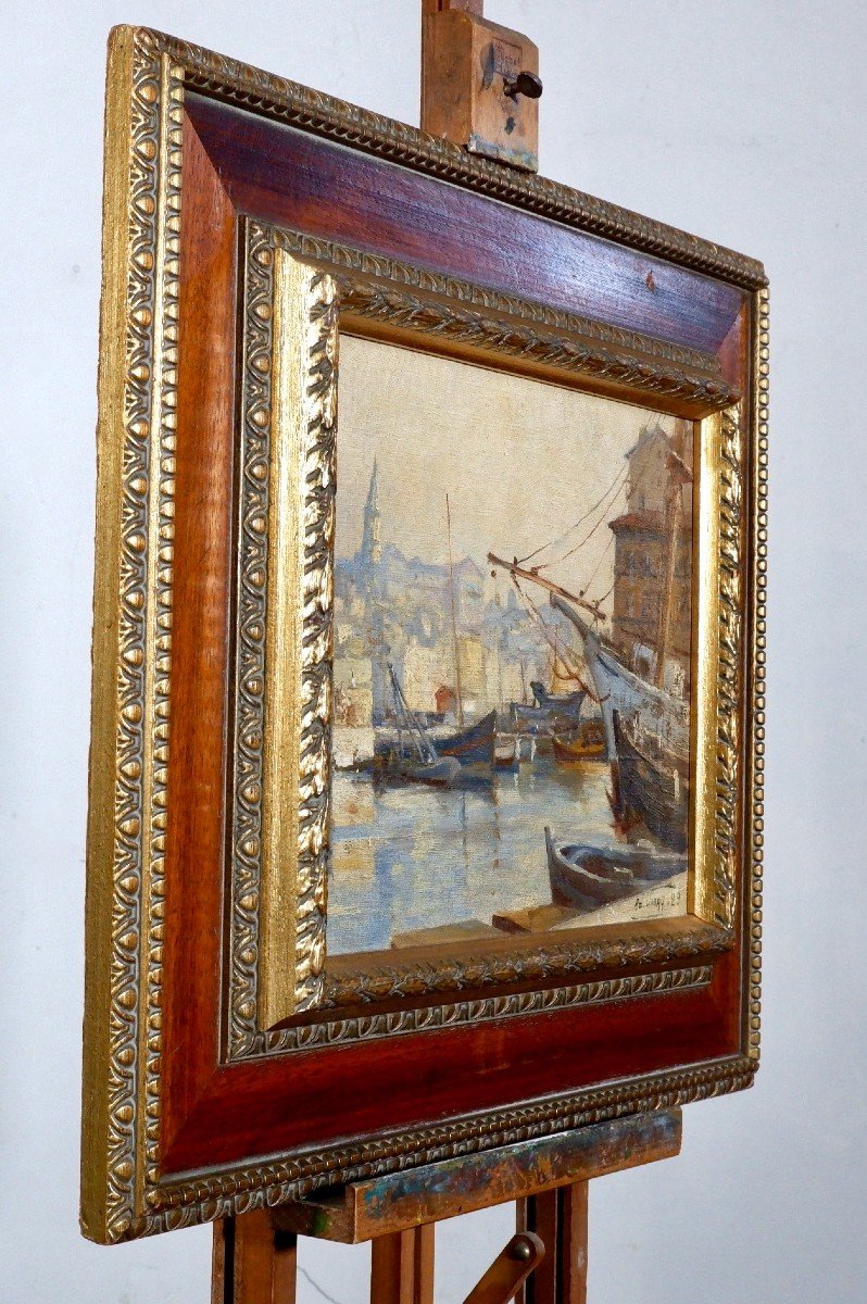 Peinture postimpressionniste du port de Marseille-photo-2