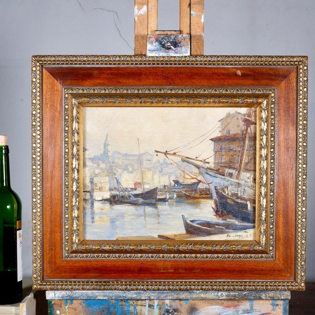 Peinture postimpressionniste du port de Marseille-photo-3
