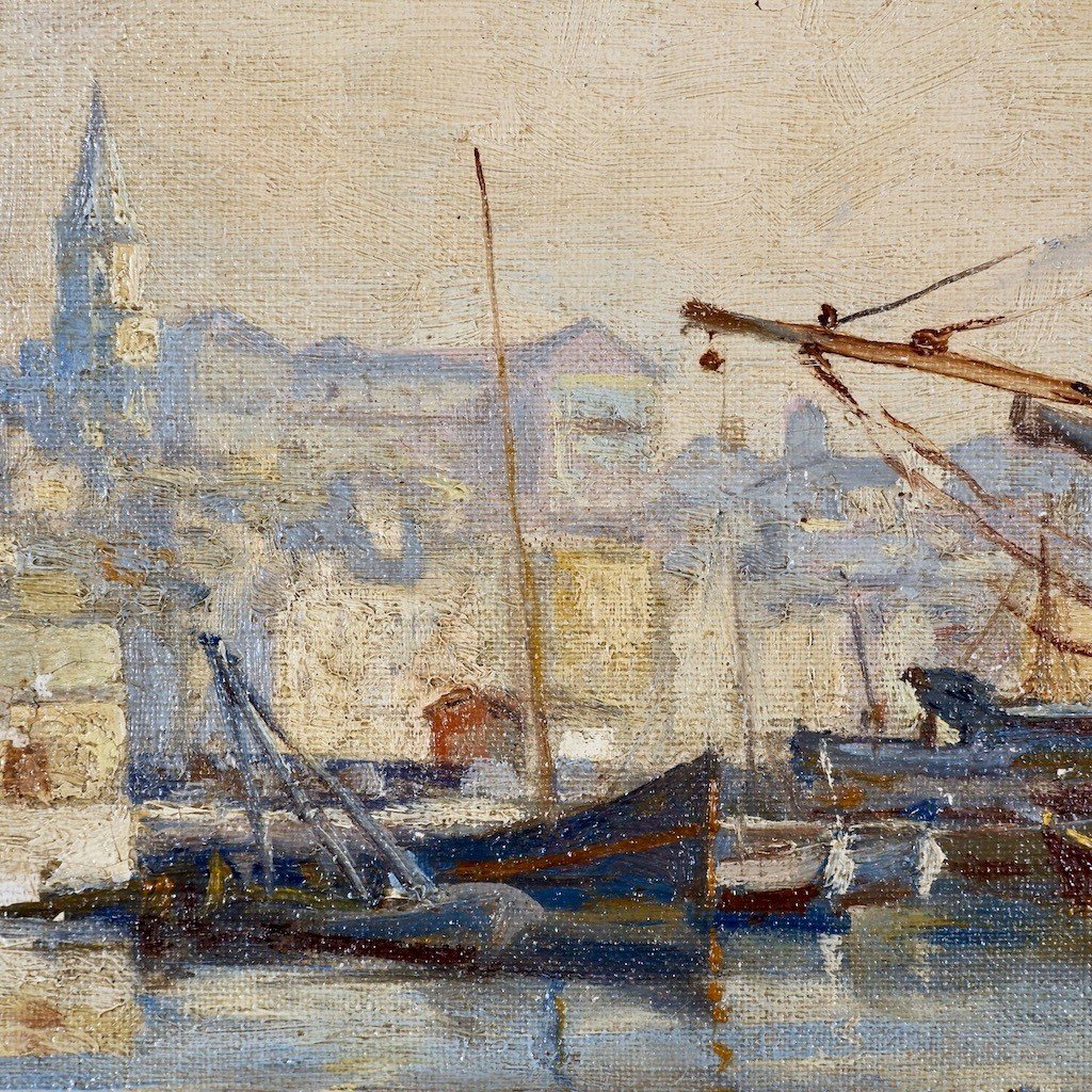 Peinture postimpressionniste du port de Marseille-photo-1